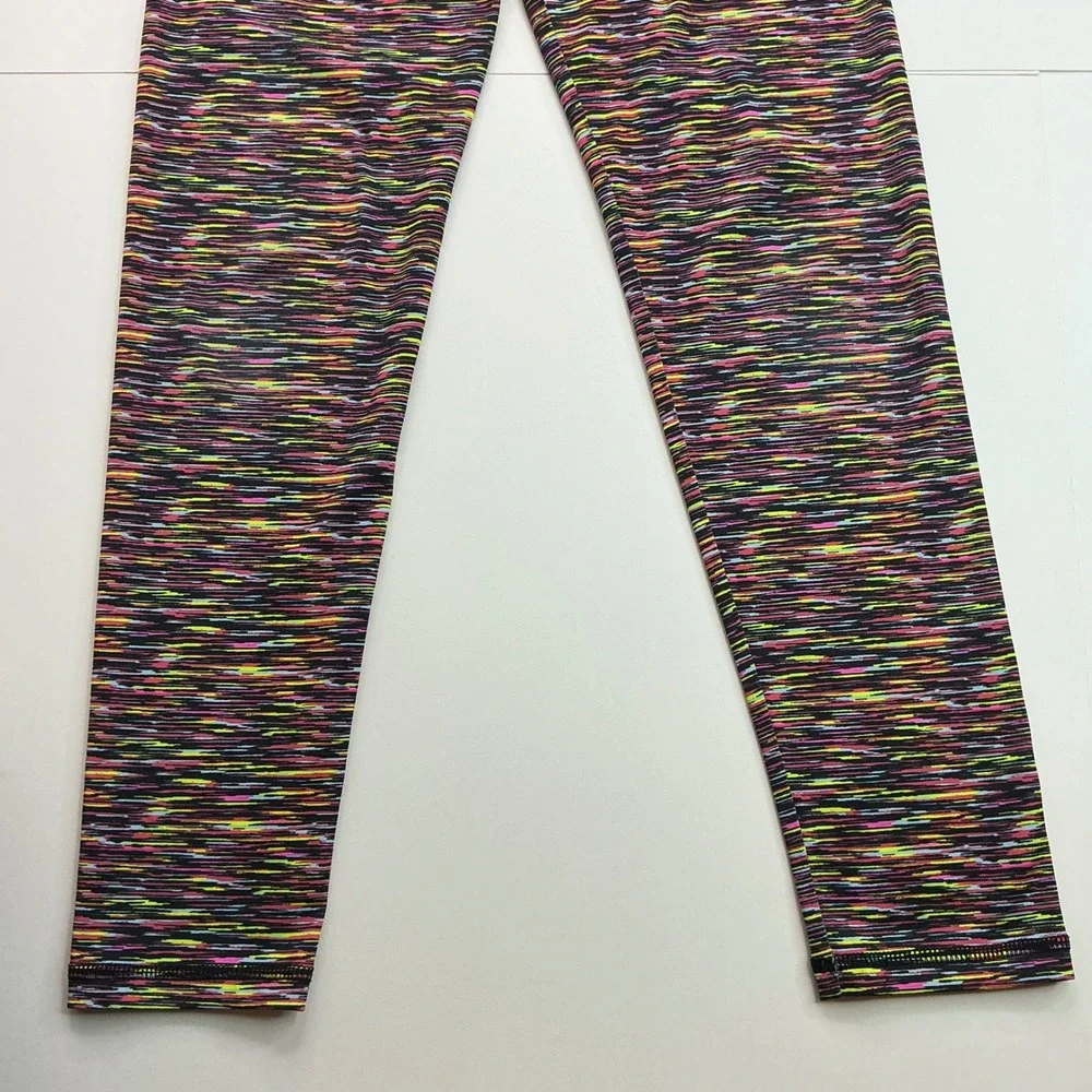 Justice Multicolor Active Leggings Kids Size 12 Space Dye Neon Striped 172044